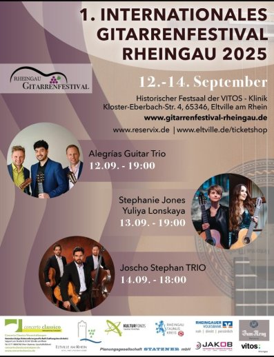 Plakat mit der Ankündigung des Gitarrenfestivals Rheingau 2025