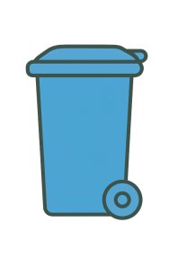 Grafik blaue Mülltonne