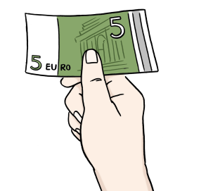 Grafik Hand mit 5-Euro-Schein