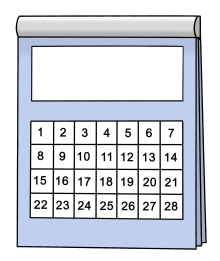 Grafik Kalenderblatt 28 Tage