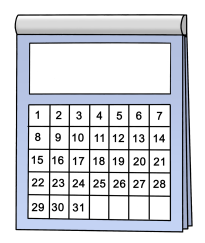 Grafik Monatskalender mit 31 Tagen