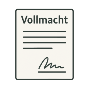 Grafik Papier mit Überschrift "Vollmacht"