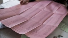Stimmzettel Kommunalwahl Aufgefalteter Stimmzettel Kommunalwahl