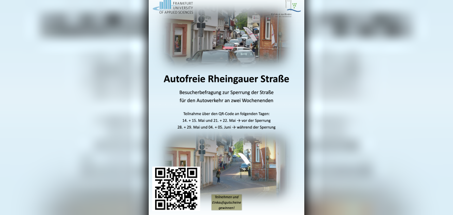 Plakat zu den Verkehrszählungen in der Rheingauer Straße im Mai und Juni 2022.