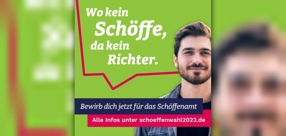 Plakat mit jungem Mann zur Schöffenwahl 2023