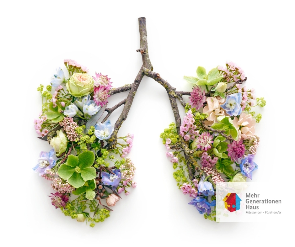 Symbolbild Blumen und Ast formen eine Lunge