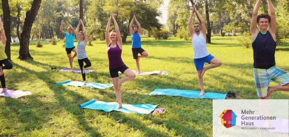 Symbolbild Menschen machen Yoga in einem Park