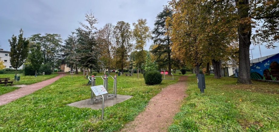 Blick in den Stadtpark vor dem Baumaßnahmen