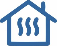 Balues Haussymbol in dem drei Wellen nach oben gehen als Zeichen für Wärme