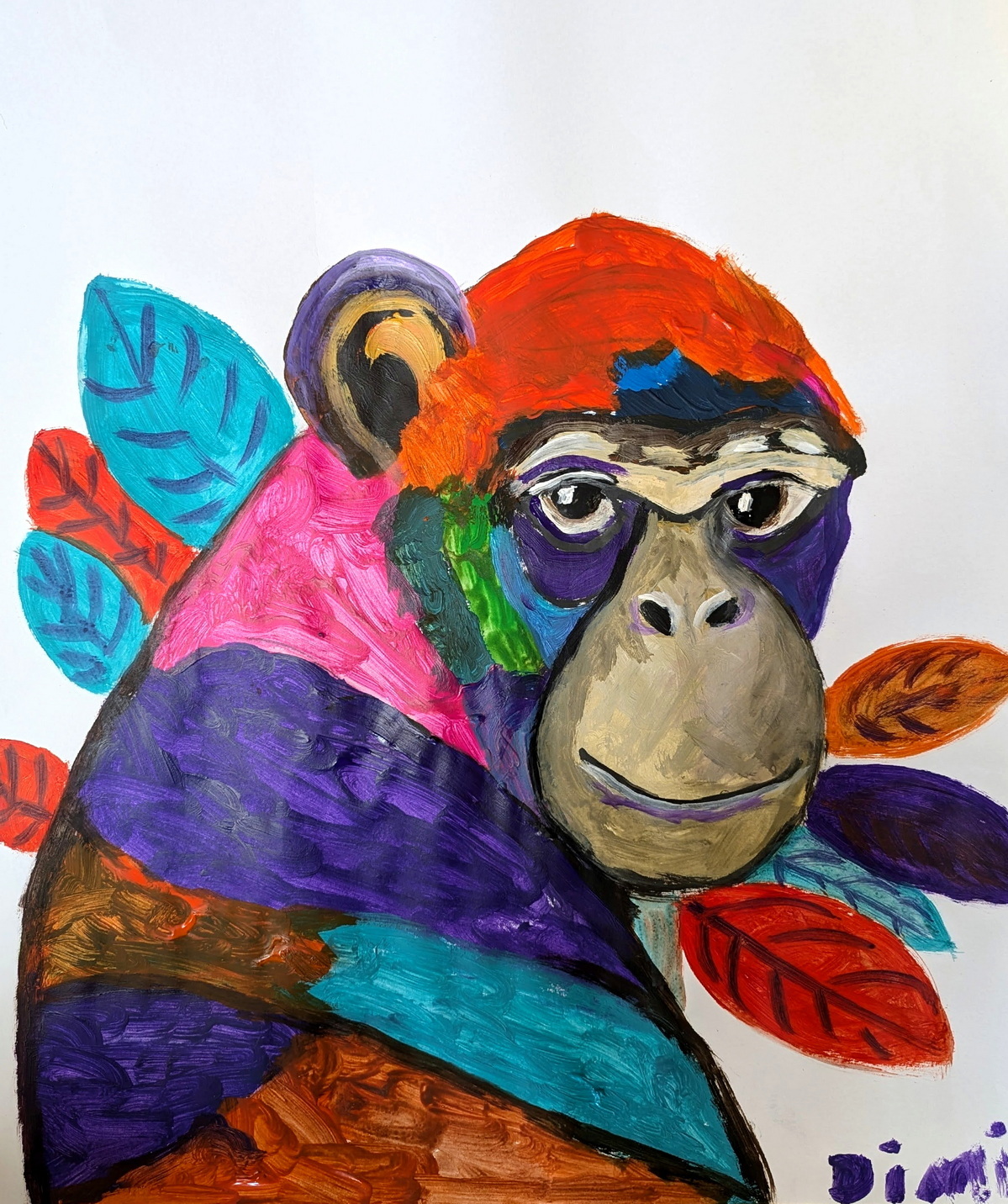 Buntes Gemälde eines Affen