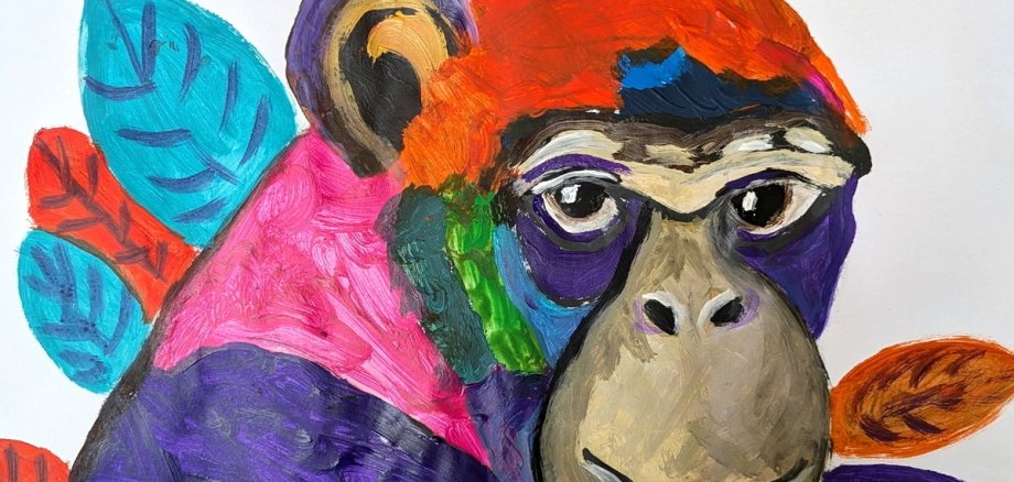 Buntes Gemälde eines Affen