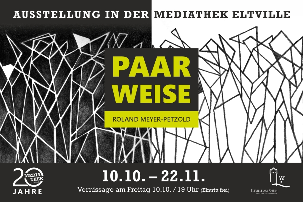 Ausstellungsplakat mit zwei Gemälden als Collage