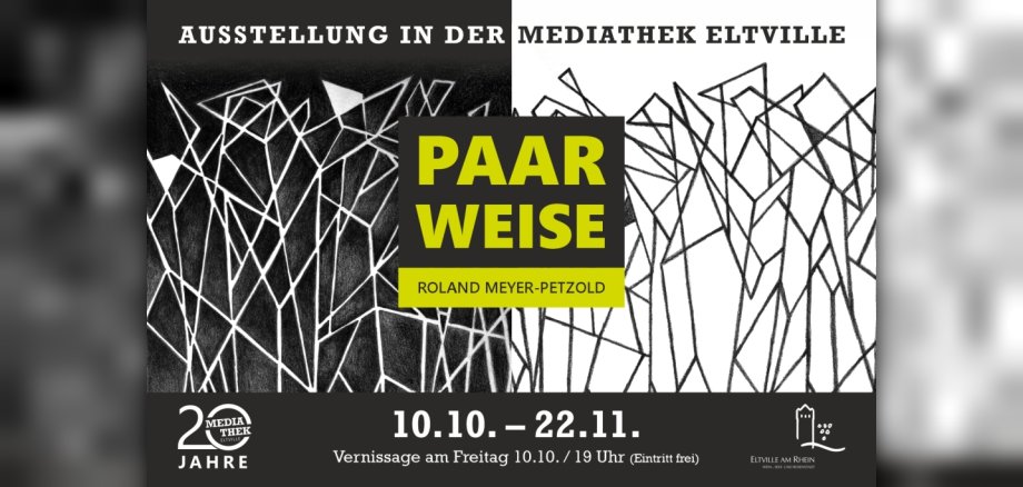 Ausstellungsplakat mit zwei Gemälden als Collage