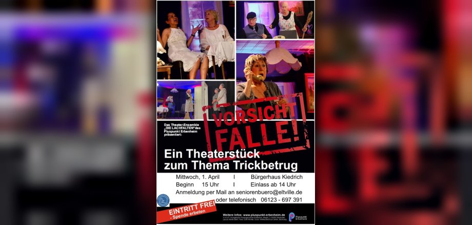 Flyer Theaterstück mit Fotos aus dem Theater