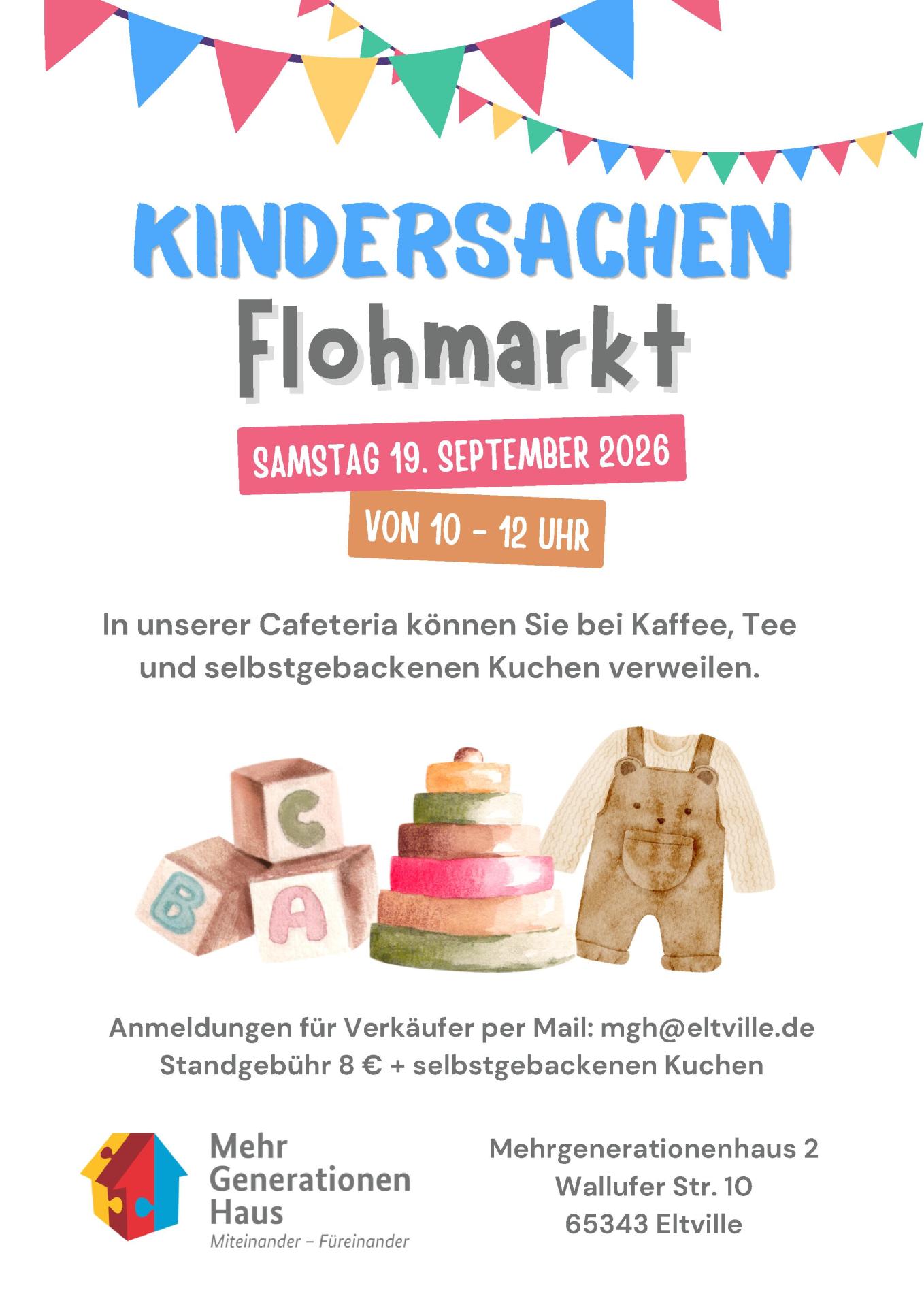 Plakat Kindersachenflohmarkt mit Datum und Uhrzeit