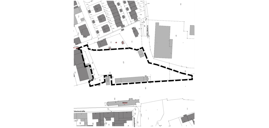 Zeichnung Geltungsbereich des Bebauungsplans "Ehemaliger Güterbahnhof"