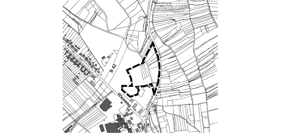 Übersichtplan des Geltungsbereiches des Bebauungsplanes Nr. 98 "Gewerbegebiet im Stockborn - Teil B" in Eltville.