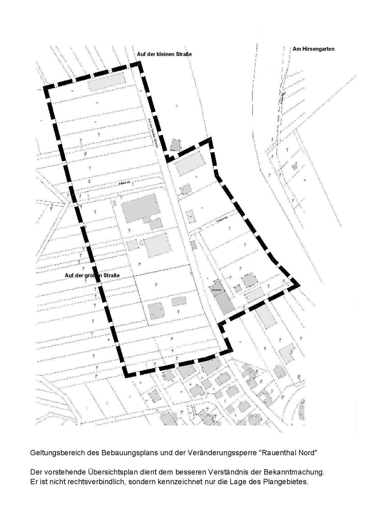 Geltungsbereich des Beabuungsplans der Veränderungssperre "Rauenthal Nord"