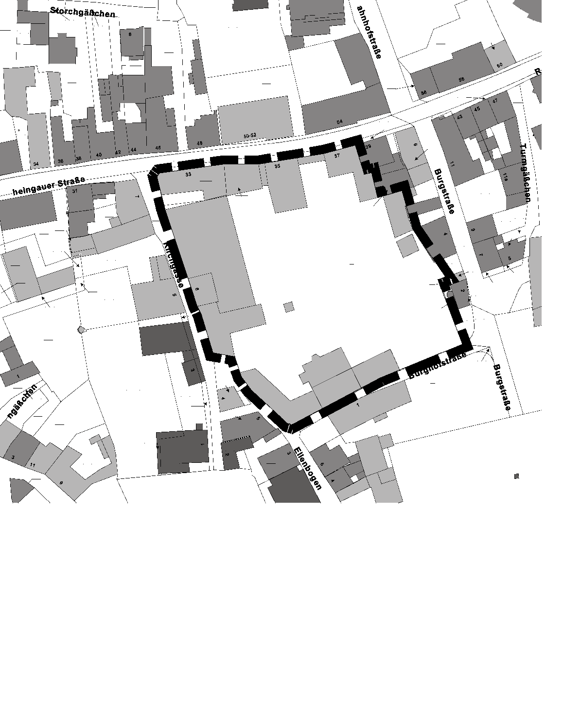 Übersichtsplan Geltungsbereich des B-Plans Rheinviertel 4. Änderung