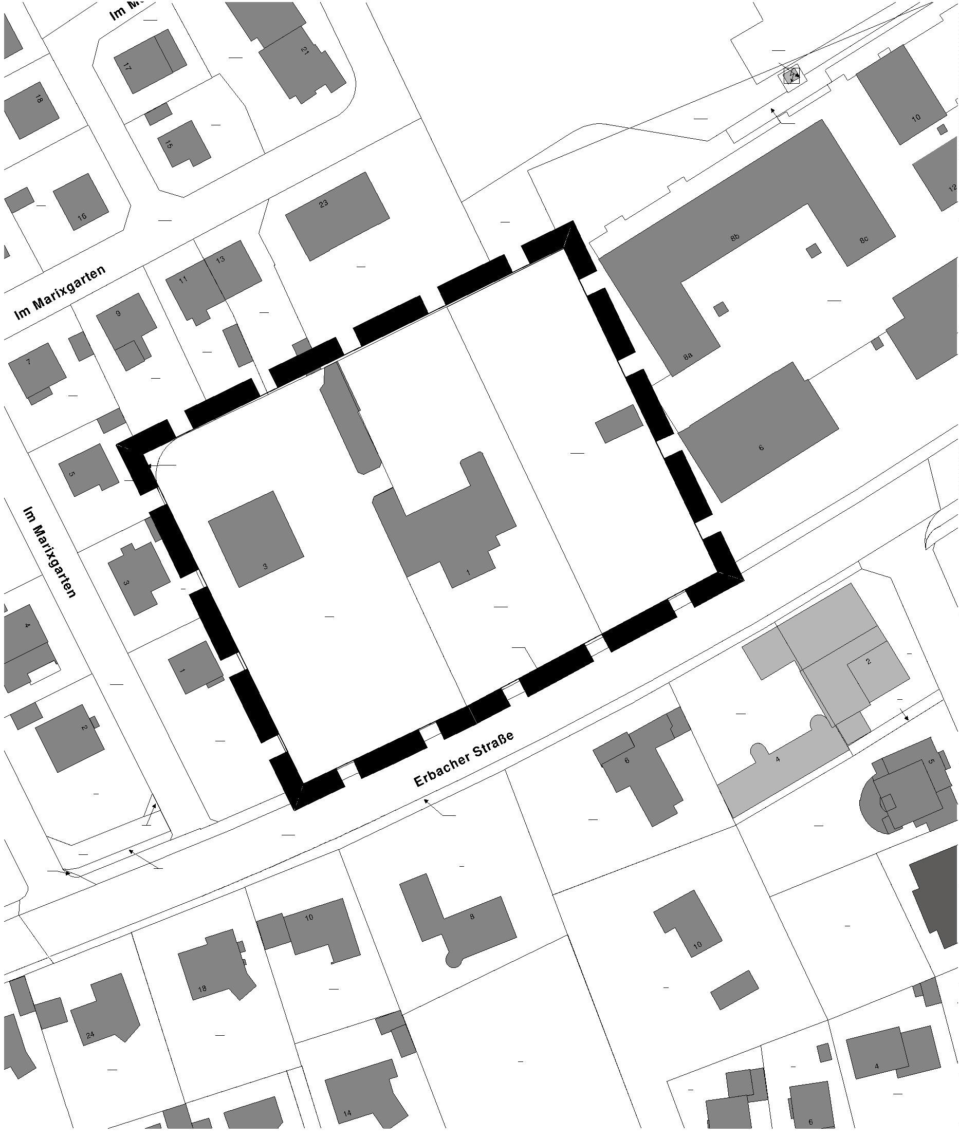 Übersichtsplan Geltungsbereich des Bebauungsplans Nr. 99 "Villa Elvers/Villa Marix", Eltville