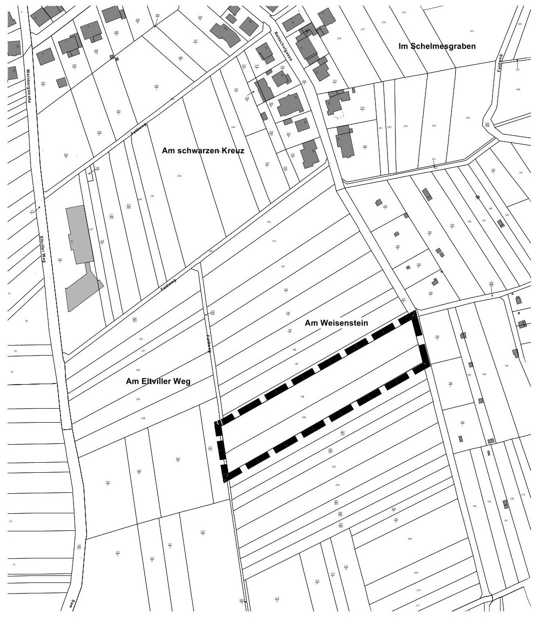 Übersichtsplan: Geltungsbereich des Bebauungsplanes "Am Weisenstein", Rauenthal, und der Teiländerung des Flächennutzungsplans 