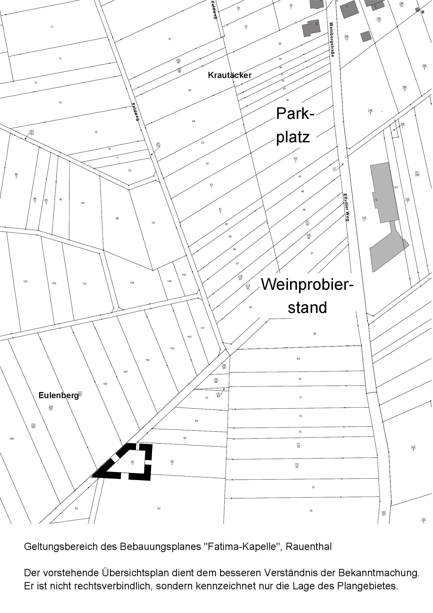 Übersichtsplan Geltungsbereich des Bebauungsplanes "Fatima-Kapelle" in Rauenthal