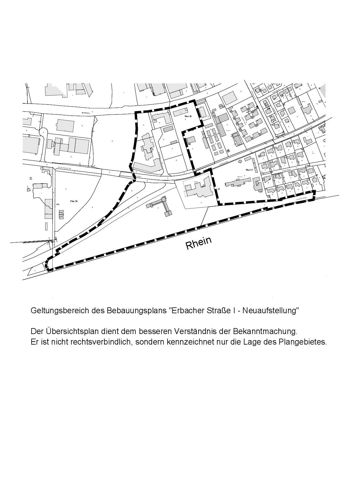 Geltungsbereich des Bebauungsplans "Erbacher Straße I - Neuaufstellung"