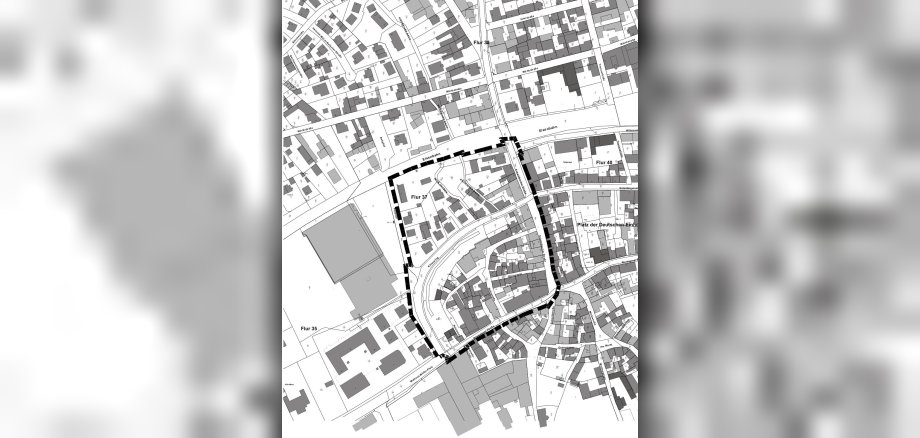 Übersichtsplan: Geltungsbereich des Bebauungsplanes "Petersweg" in Eltville