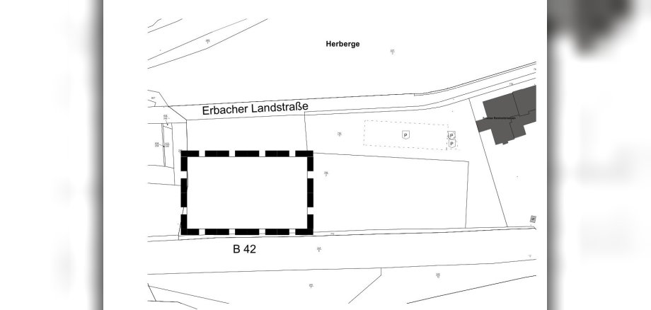 Übersichtsplan: Geltungsbereich des Bebauungsplanes "RMF-Kubus" in Erbach