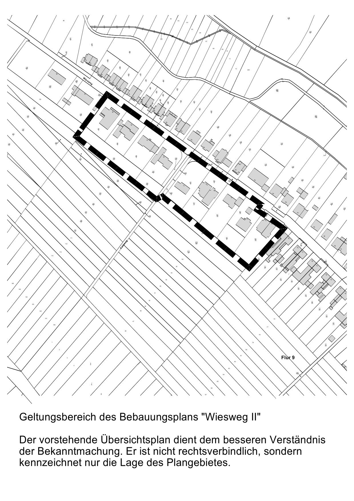 Planzeichnung: Geltungsbereich des Bebauungsplans "Wiesweg II"