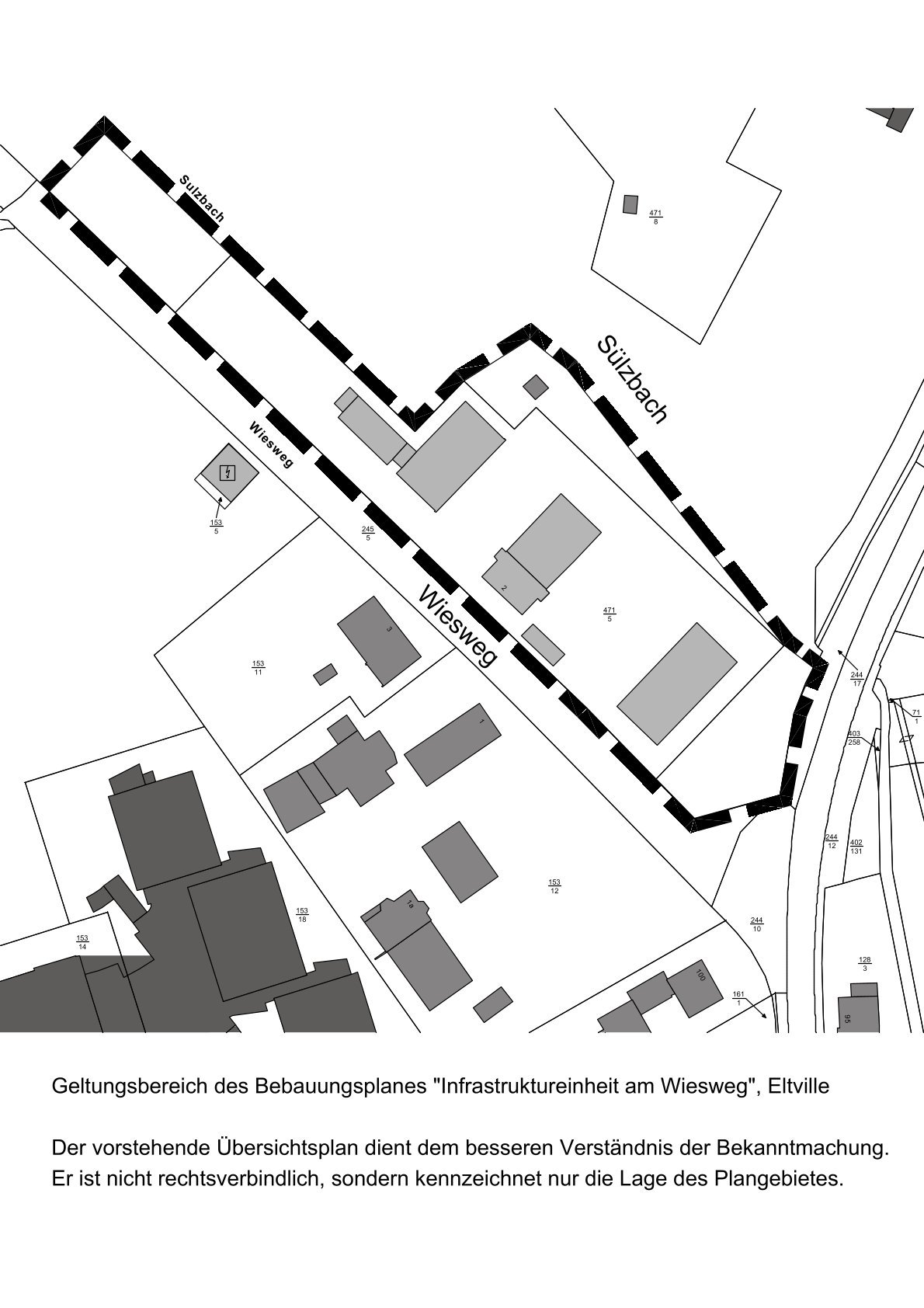 Geltungsbereich des Bebauungsplanes "Infrastruktureinheit am Wiesweg", Eltville