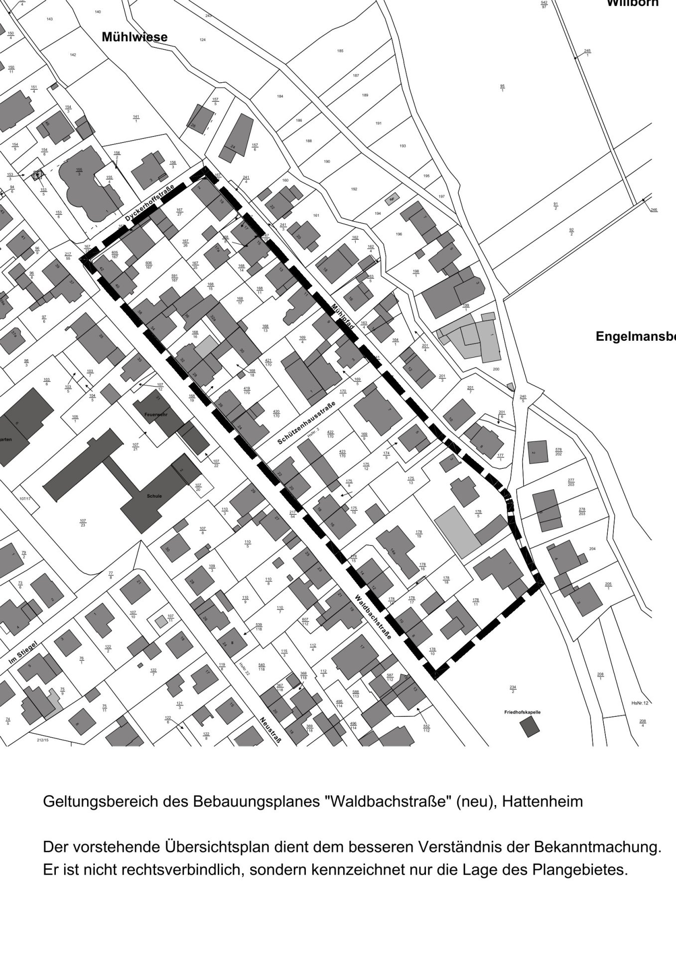 Geltungsbereich des Bebauungsplanes "Waldbachstraße" (neu), Hattenheim