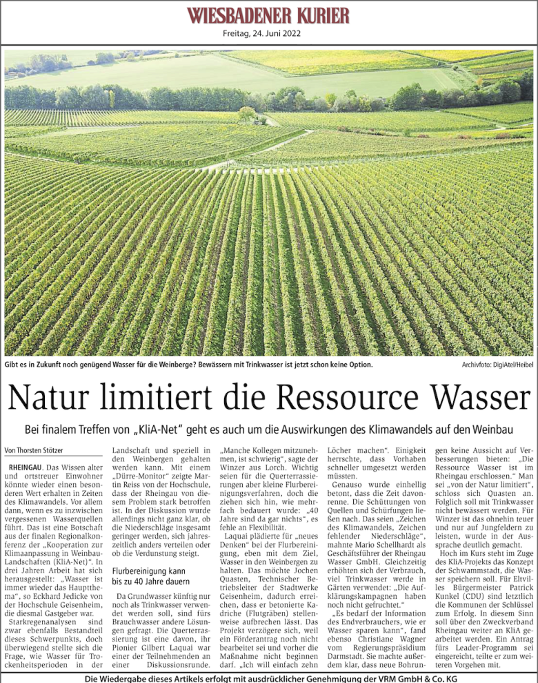 Bild Zeitungsartikel Wiesbadener Kurier